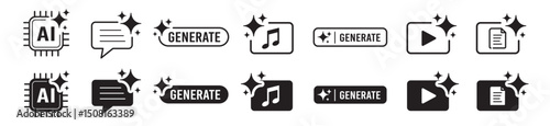 Generate AI icon. Artificial intelligence icons collection. Editable vector icon illustration.
