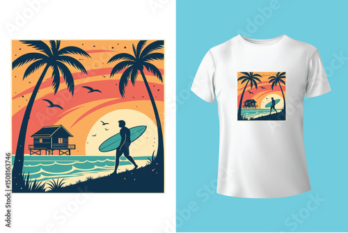 Summer Mood T-Shirt Artwork – Ocean, Fun, and Sun, Summer Graphic Tee – Trendy Design for Hot Days, Vibrant Summer Vibes T-Shirt – Colorful Seasonal Artwork.