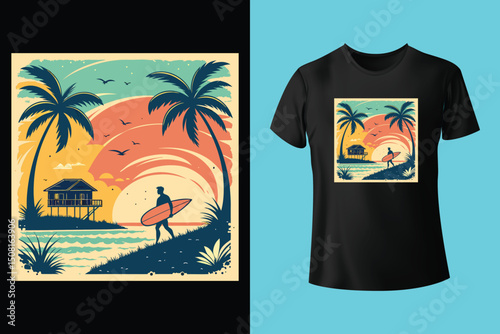 Summer Mood T-Shirt Artwork – Ocean, Fun, and Sun, Summer Graphic Tee – Trendy Design for Hot Days, Vibrant Summer Vibes T-Shirt – Colorful Seasonal Artwork.