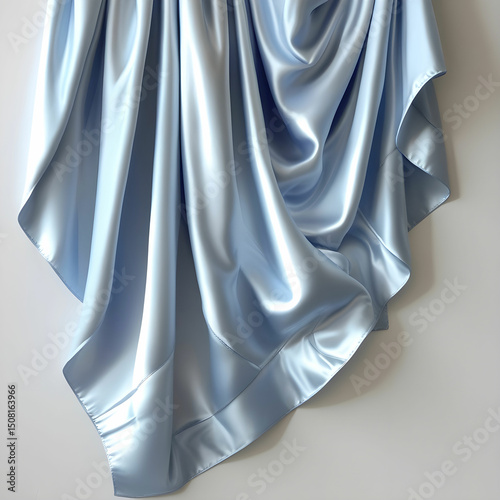 A satin-edged light blue throw blanket with a smooth finish.