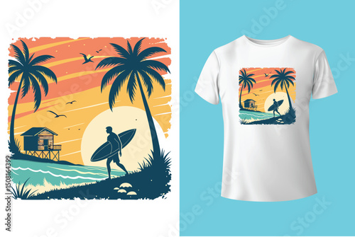 Summer Mood T-Shirt Artwork – Ocean, Fun, and Sun, Summer Graphic Tee – Trendy Design for Hot Days, Vibrant Summer Vibes T-Shirt – Colorful Seasonal Artwork.