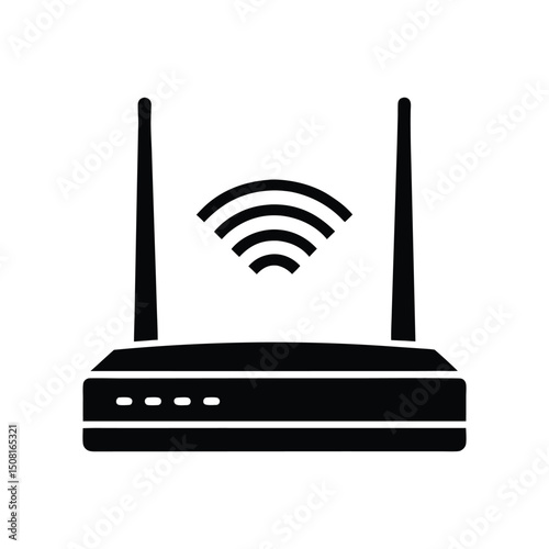 A silhouette WIFI router vector art illustration