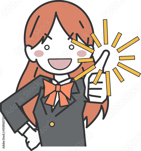 グッドサインを出す女子生徒・学生