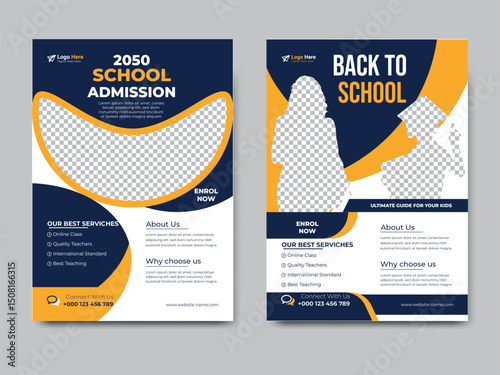 school education admission Flyer brochure cover template for Kids back to layout design. 