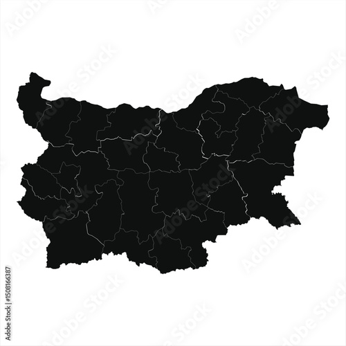 Outline of  Bulgaria with Administrative Borders