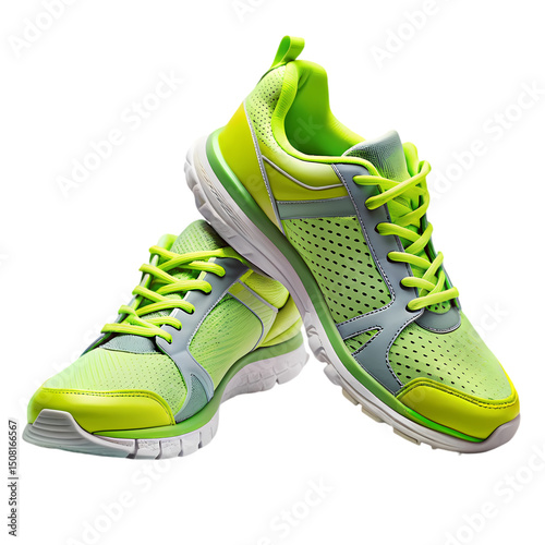 Lime Green Athletic Sneakers A CloseUp View