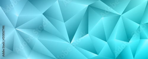 geometric turquoise background with sharp polygon shapes and modern abstract style.