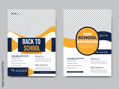 school education admission Flyer brochure cover template for Kids back to layout design. 
