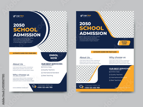school education admission Flyer brochure cover template for Kids back to layout design. 