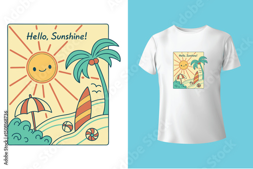 Summer Mood T-Shirt Artwork – Ocean, Fun, and Sun, Summer Graphic Tee – Trendy Design for Hot Days, Vibrant Summer Vibes T-Shirt – Colorful Seasonal Artwork.