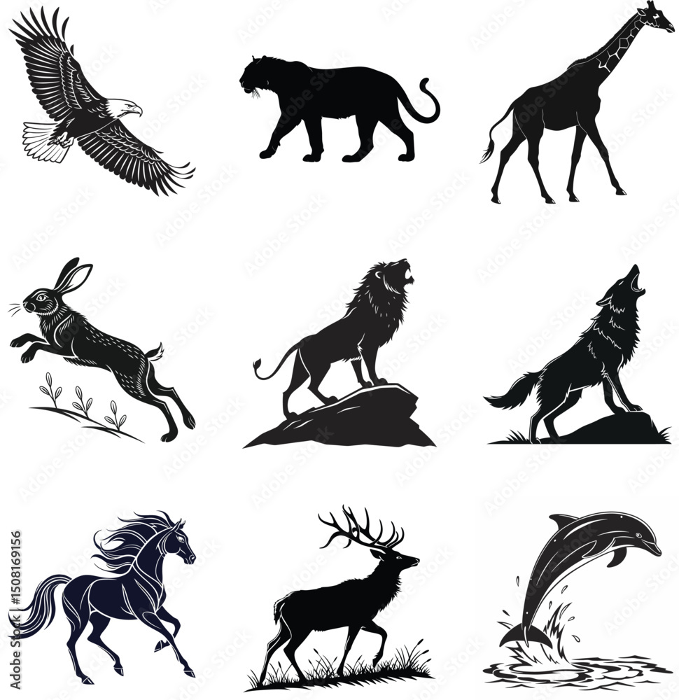 Obraz premium Silhouettes of Wild Animals