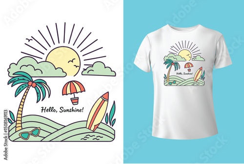Summer Mood T-Shirt Artwork – Ocean, Fun, and Sun, Summer Graphic Tee – Trendy Design for Hot Days, Vibrant Summer Vibes T-Shirt – Colorful Seasonal Artwork.