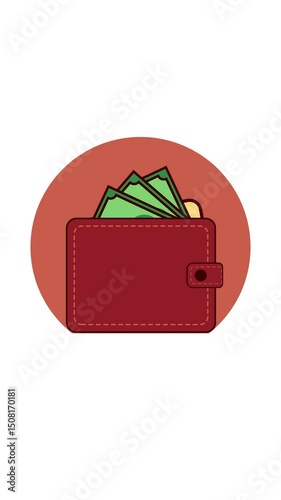 Investment Concept Animation Video, Wallet with cash money, 4k

