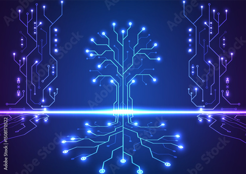 Digital Technology circuit board background. Featuring futuristic concept. Design for data future digital network connections motherboard cyberpunk system electronic.