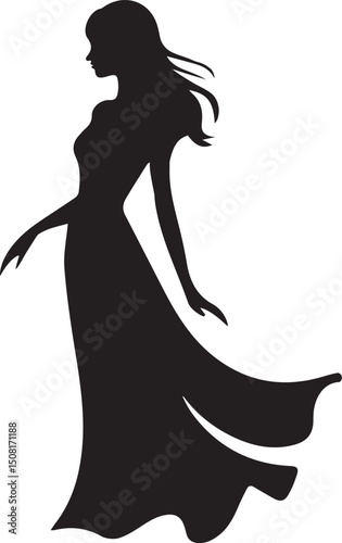 fashion woman silhouette, stylish lady vector, elegant woman outline, fashionable girl clipart, chic woman shadow, runway model silhouette, female fashion icon, stylish profile art, glamour woman shap