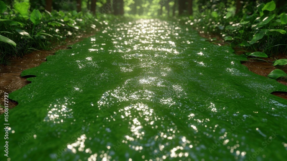 Fototapeta premium Glimmering Green Stream in Forest