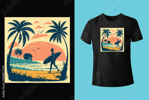 Summer Mood T-Shirt Artwork – Ocean, Fun, and Sun, Summer Graphic Tee – Trendy Design for Hot Days, Vibrant Summer Vibes T-Shirt – Colorful Seasonal Artwork.