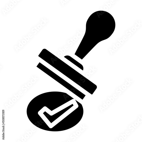 Approval Stamp  Vector Glyph Icon Design