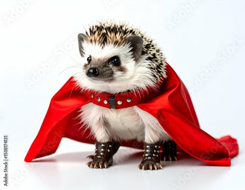 Superhero Hedgehog Adorable Prickly Friend in Red Cape photo