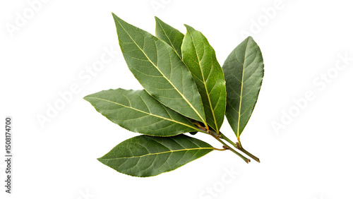 Fresh laurel leaves isolated on transparent background