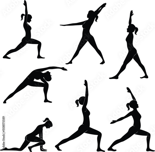 A set of silhouettes of dancing girls