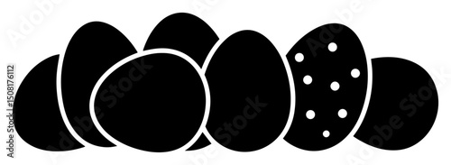 easter eggs collection in monochrome vector illustration