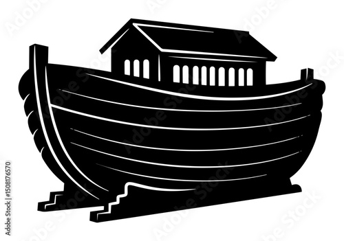 noahs ark boat silhouette vector shape black engraving laser cutting