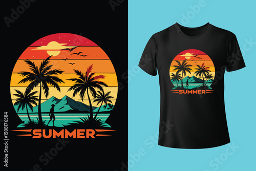 Summer Mood T-Shirt Artwork – Ocean, Fun, and Sun, Summer Graphic Tee – Trendy Design for Hot Days, Vibrant Summer Vibes T-Shirt – Colorful Seasonal Artwork.