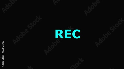 record text camera recording icon blink animation, interface of video recorder digital display on 4k video.