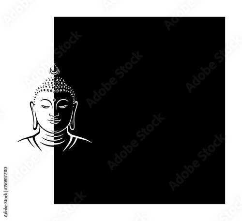 buddha face half silhouette vector shape black engraving laser cutting