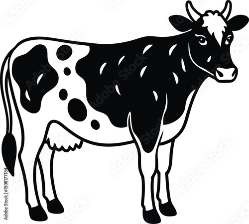 goat and calf cow black and white cow cow vector