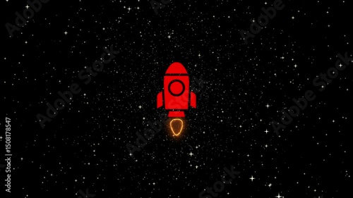 Seamless Loop Cartoon Startup Rocket Jet flying into the Space on Transparency Alpha Background. Make plans and head to the finish line.
