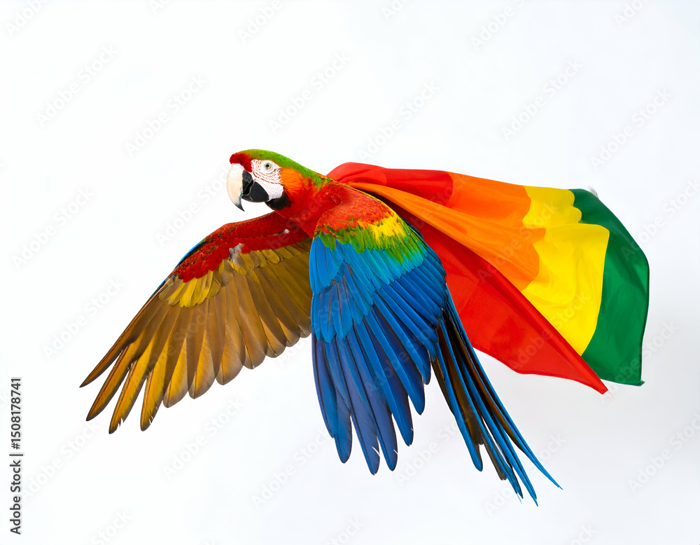Fototapeta premium Rainbow Cape Parrot A Flying Superhero Illustration