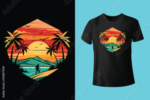 Summer Mood T-Shirt Artwork – Ocean, Fun, and Sun, Summer Graphic Tee – Trendy Design for Hot Days, Vibrant Summer Vibes T-Shirt – Colorful Seasonal Artwork.