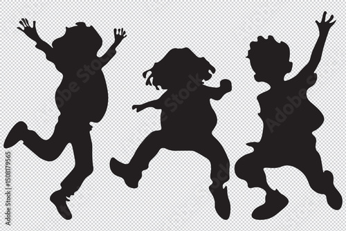 Silhouette of children jumping on Transparent background Vector illustration EPS 10