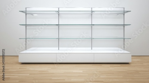 White Empty Display Shelf with Four Tiers for Shoes or Products
