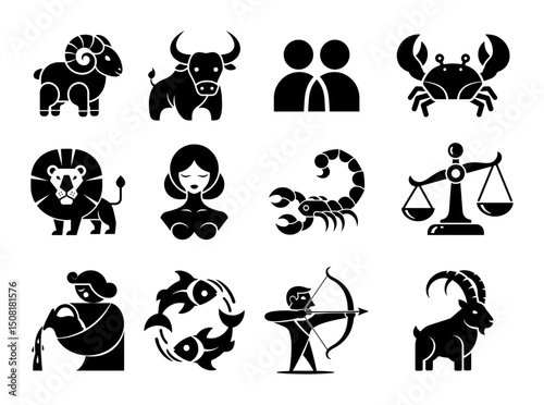 zodiac signs collection astrology vector icons