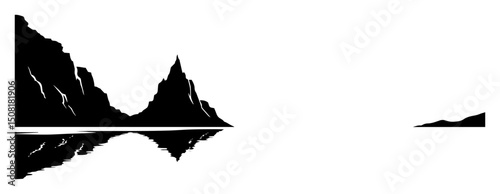 mountain silhouette with water reflection vector