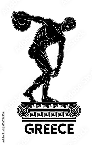 ancient greek discus thrower athlete vector