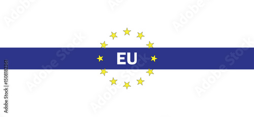 european union flag. european union stars icon. EU stars circle with ribbon. round stars for eu flag. 12 stars european union ribbon flag png and vector illustration on transparent background