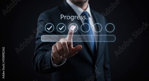 Progress indicator business task checklist digital goal achievement productivity performance project completion step planning success