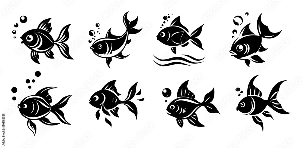 Fototapeta premium cartoon fish swimming in different directions vector