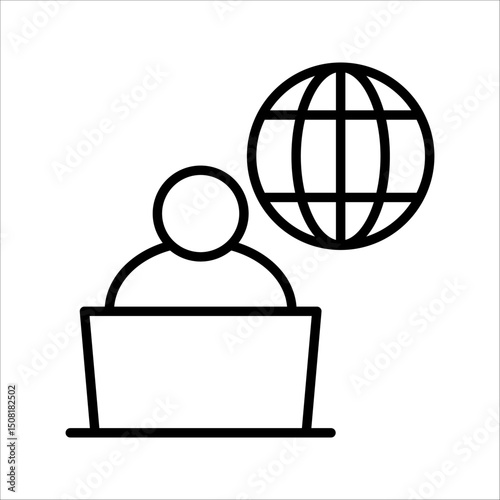 Worker network connection Icon Symbol isolated white background. vector illustration. color editable.