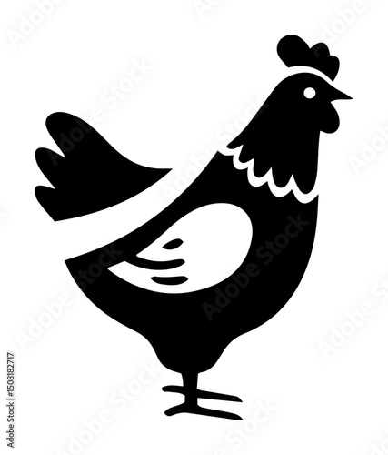 hen silhouette farm animal vector illustration