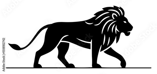 lion walking silhouette side view vector