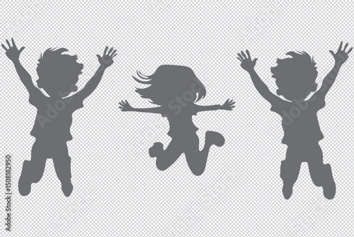 
Silhouette set of six children running a race on Transparent background,Vector illustration EPS 10