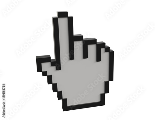 3D Hand Cursor Icon isolated on white
