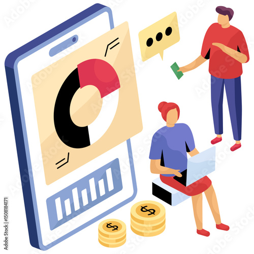 Perfect design illustration of mobile chart 