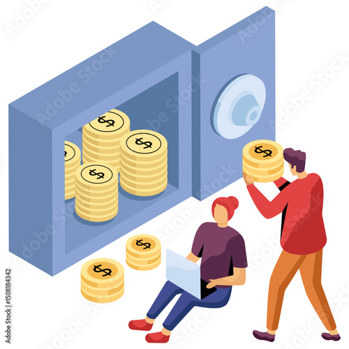 Modern design illustration of bank vault