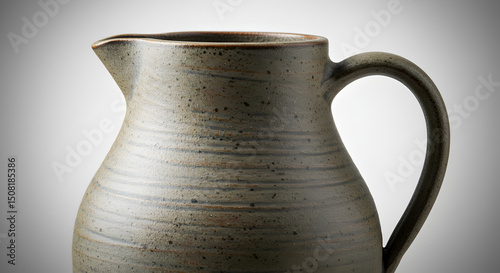 Dark Grey Ceramic Pitcher: Rustic Pottery Vessel Detail